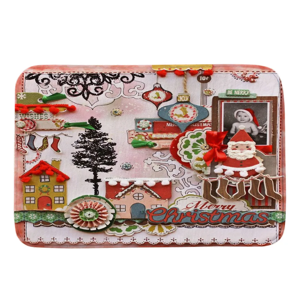 Merry Christmas Придверный коврик Санта-Клаус шаблон письмо пол входная дверь ванной коврик ванна для помещений ковер для дома Nov7