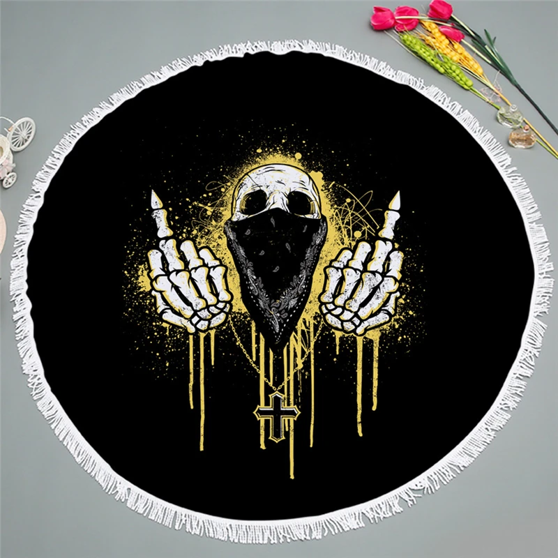 Casegrace Evil Cranium Yoga Blanket Bling Skeleton Picnic Fabrics Vicious Skull Beach Bath Towels Halloween Decoration | Дом и сад