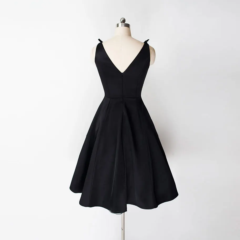 Винтажное черное платье 2017 стиль Одри Хепберн высокая талия плюс размер без