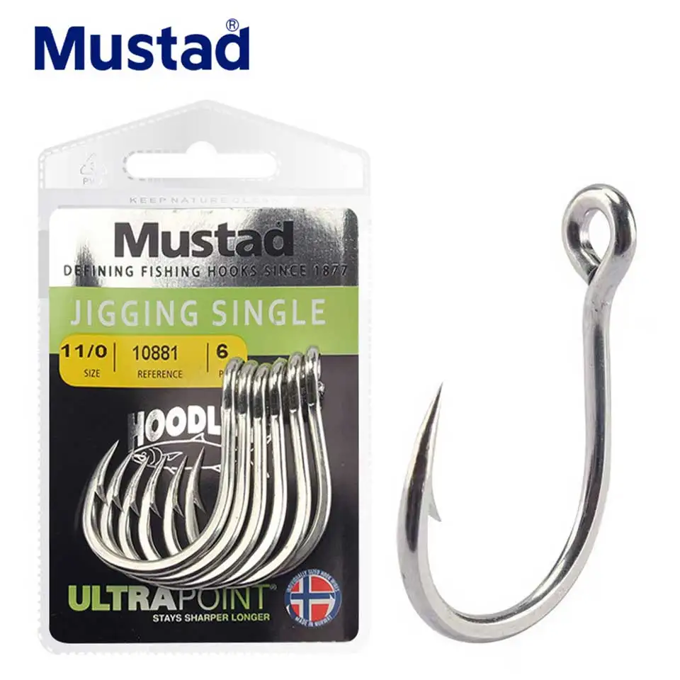 Mustad 10881 рыболовные крючки оригинальные 1/0-11/0 рыболовные крючки, профессиональные глубоководные рыболовные крючки