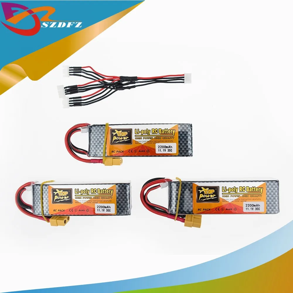 3 шт 11 1 V 2200 mAh литий полимерный Батарея Zop S 30C XT60/Т образный разъем для вертолет