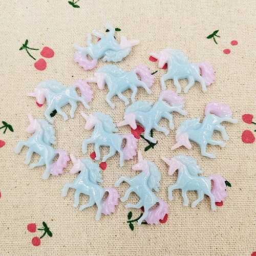 as picture show 10 штук Kawaii плоские пластмассовые кабошон единорог с радужной гривой DIY ремесло украшения для ювелирных изделий серьги ручной работы: 22*30 мм - Цвет: as picture show