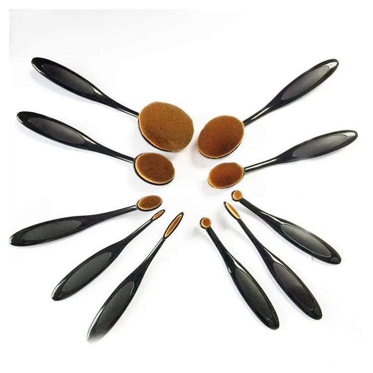 Professional Makeup Toothbrush Set 10Pcs Bendable Super Soft Oval Brush Foundation Contour Powder Blush Eyeliner Blending | Красота и