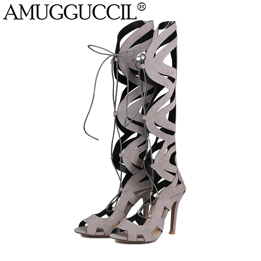 2021 New Plus Big Size 32-46 Black Brown Gray Red Zip Lace Up Fashion Sexy High Heel Summer Girl Female Lady Women Sandals L940 | Обувь