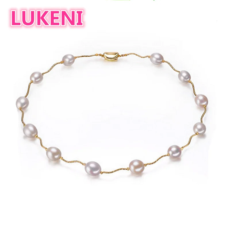 

Genuine spring and summer Fashion design Big 8-9 Natural pearl Necklace Fashion pearl jewelry for women