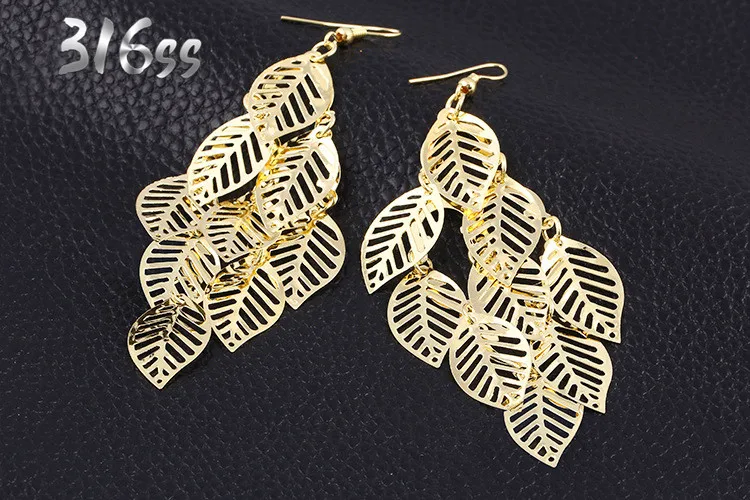 Женские вечерние ничные Винтажные серьги в виде листьев элегантные богемные из