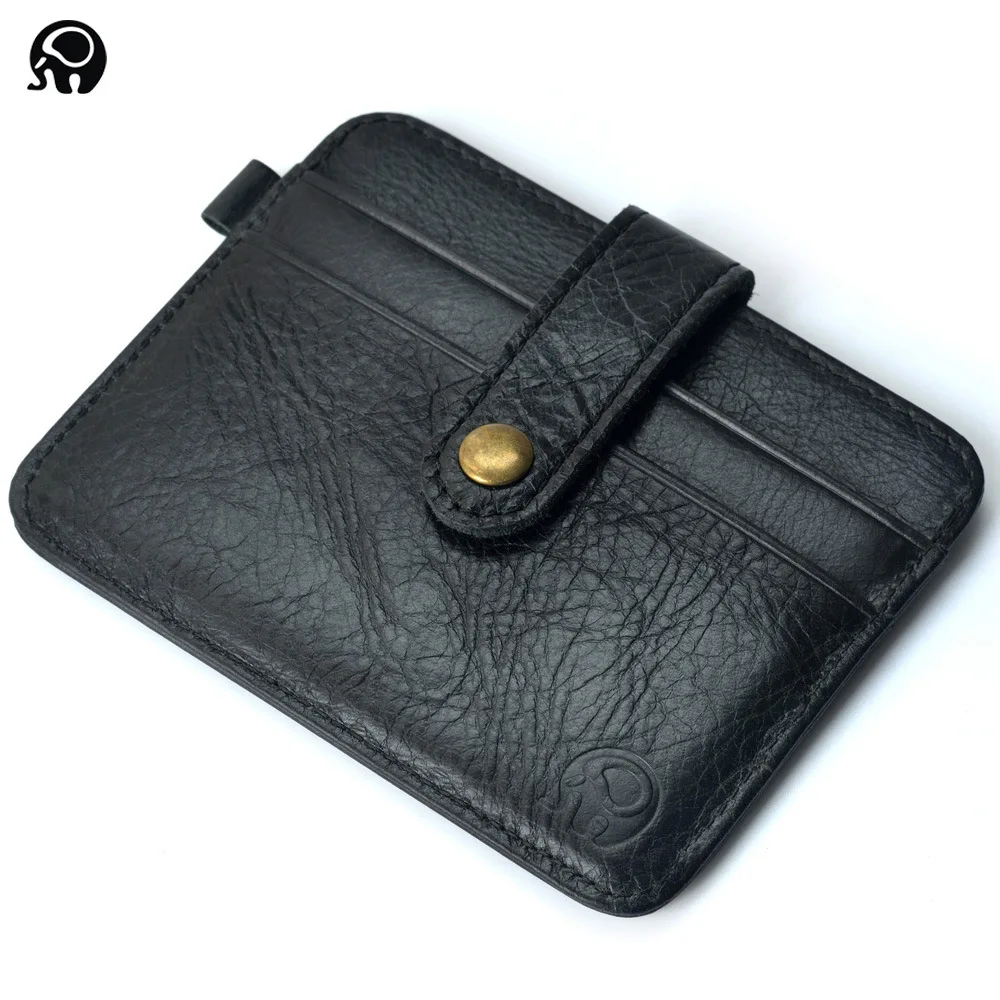 Мужской кошелек деловой искусственный кожаный из бычьей кожи с тонкой пряжкой