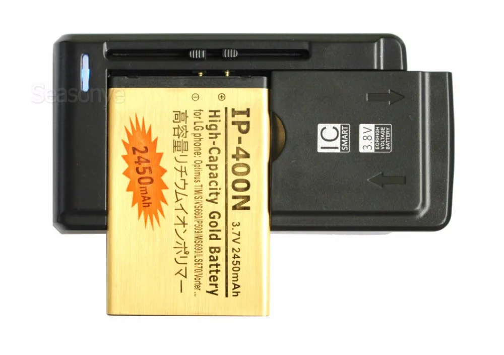Seasonye 2450mAh IP 400N Золотая запасная батарея + универсальное зарядное устройство для LG