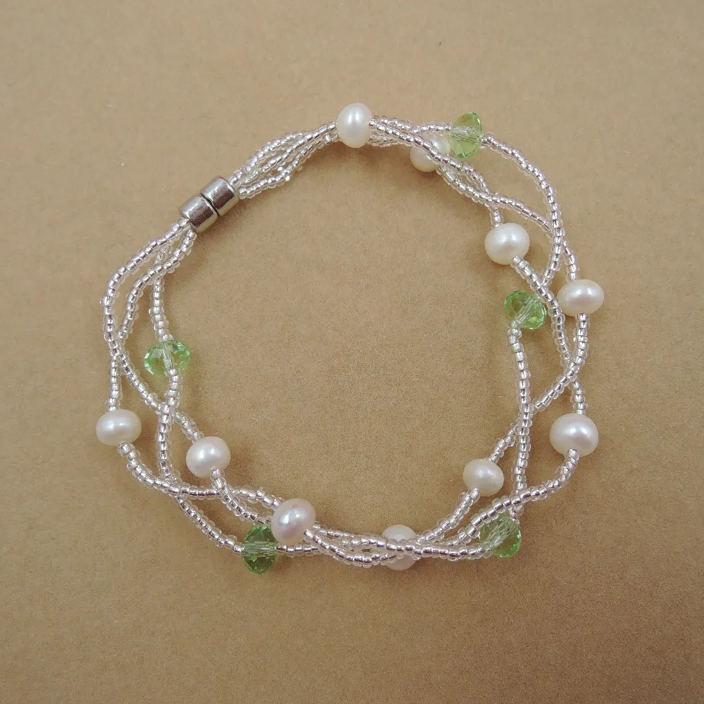 Браслет из натурального пресноводного жемчуга круглой формы 100% | Украшения и