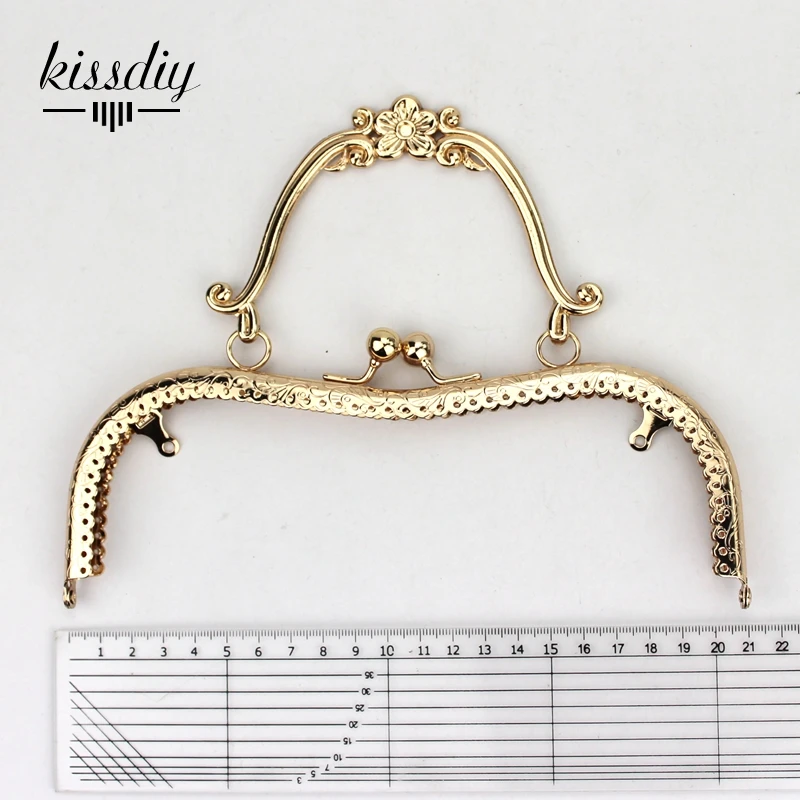 KISSDIY 3 шт./лот 20,5 см М винтажный металлический кошелек Рамка Золотой Античный бронзовый серебряный золотой поцелуй застежка ручка DIY сумка Аксессуары