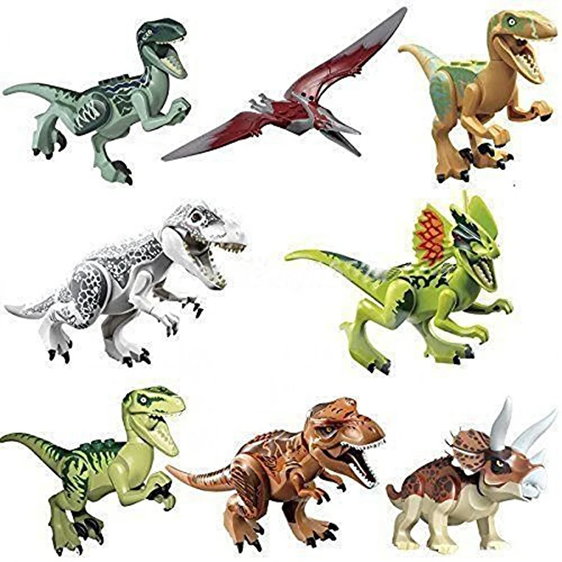 8pcs/lot Dinosaurs of Jurassic Action Toys Figure Amine World Movie Toy DIY Building Blocks Sets Model Kids Collection Gifts | Игрушки и
