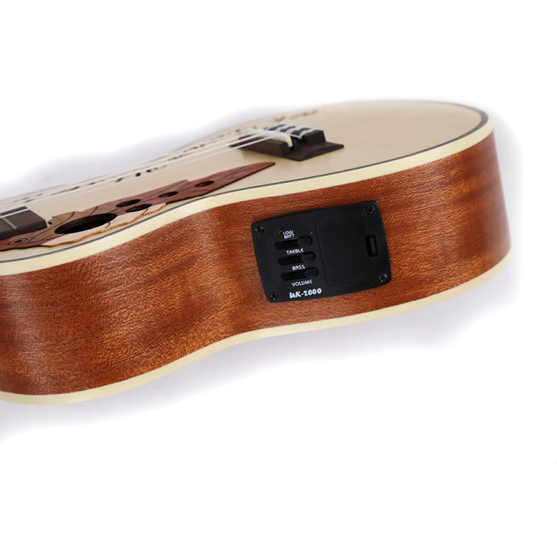 Электрическая укулеле музыкальная 23 дюймов Ель Sapele виноградное отверстие 4
