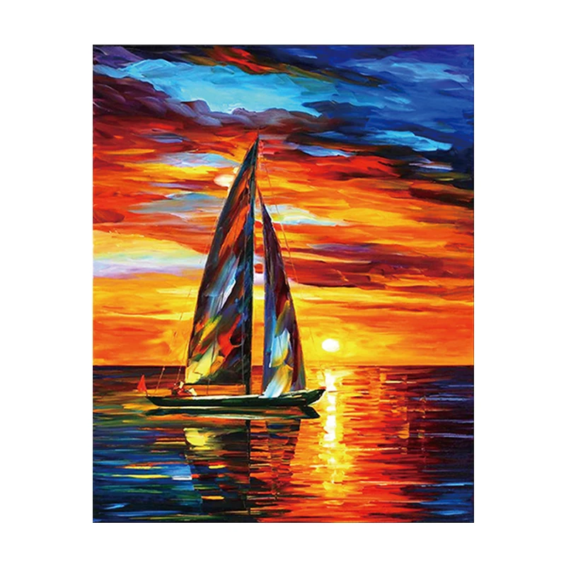 

5D DIY Diamond Painting Sailingboat Full Drill Cross Stitch Diamond Embroidery Rhinestone Mosaic Home Decor Handmade Gift