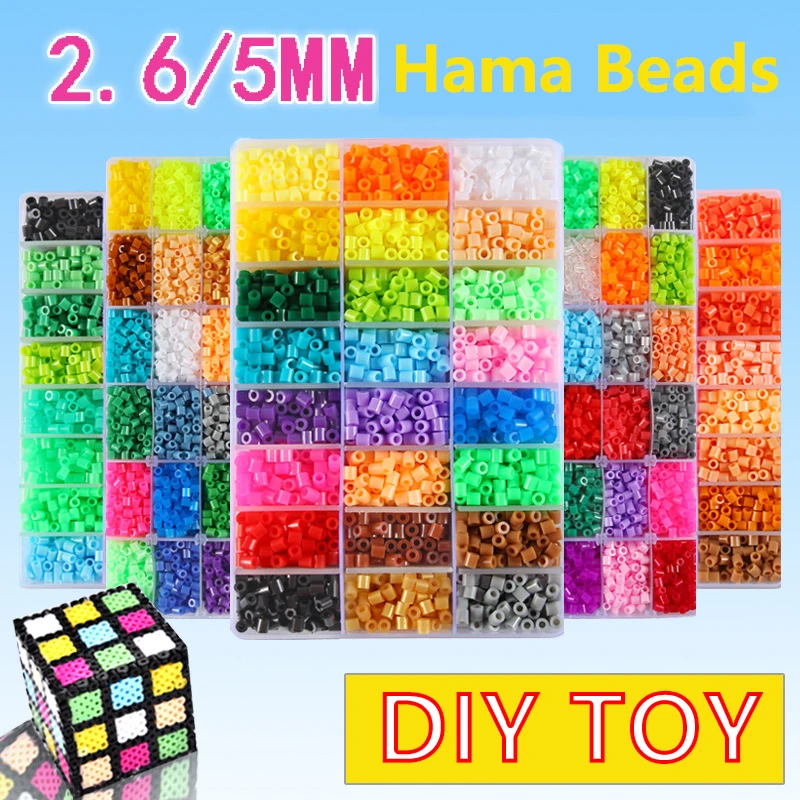 48 цветов 2,6-5 мм Хама бусины DIY предохранитель шарик с аксессуарами Perler бусины 3D Пазлы для детей 4800-24000 шт Обучающие головоломки