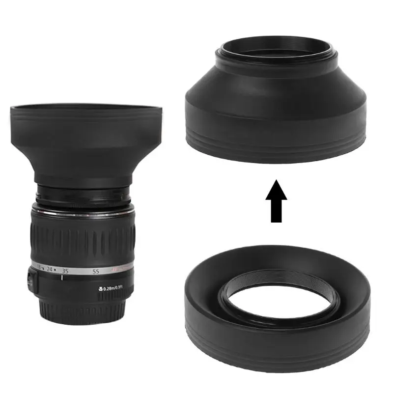 Бленда объектива резиновая Складная широкоугольная 3 этап 49/52/55/58/62/67/72/77 мм