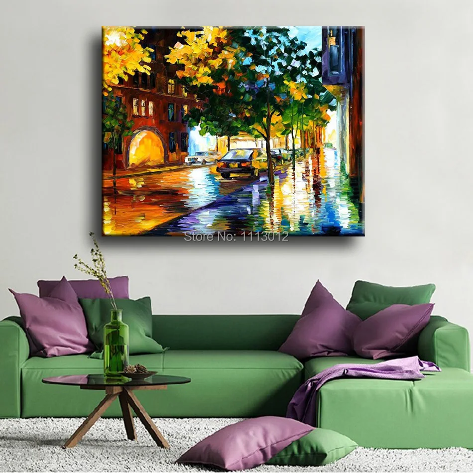 

Abstract Home Wall Decorative Knife Oil Painting Modern Street Landscape Art Pictures On Canvas Handmade For Kids Living Room