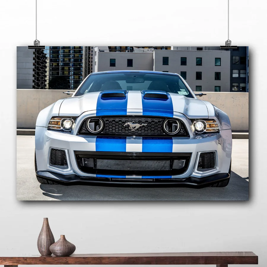 

Mustang мышцы автомобиль вид спереди настенный художественный постер картина печать живопись для дома Декор для дома