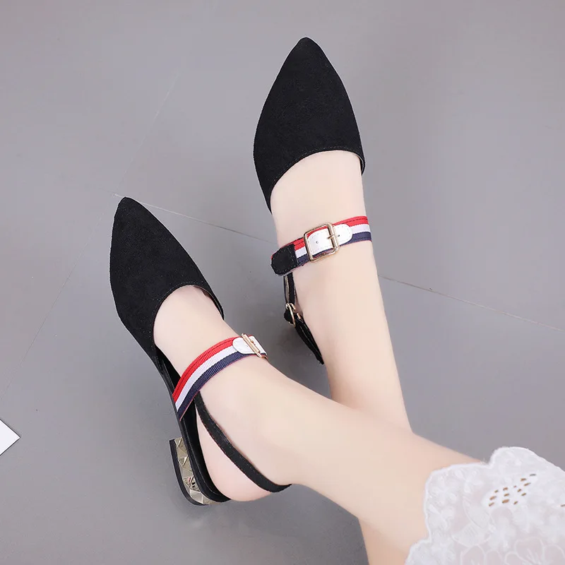 2019 г. весна лето новые неглубокие сандалии женские замшевые женская обувь на