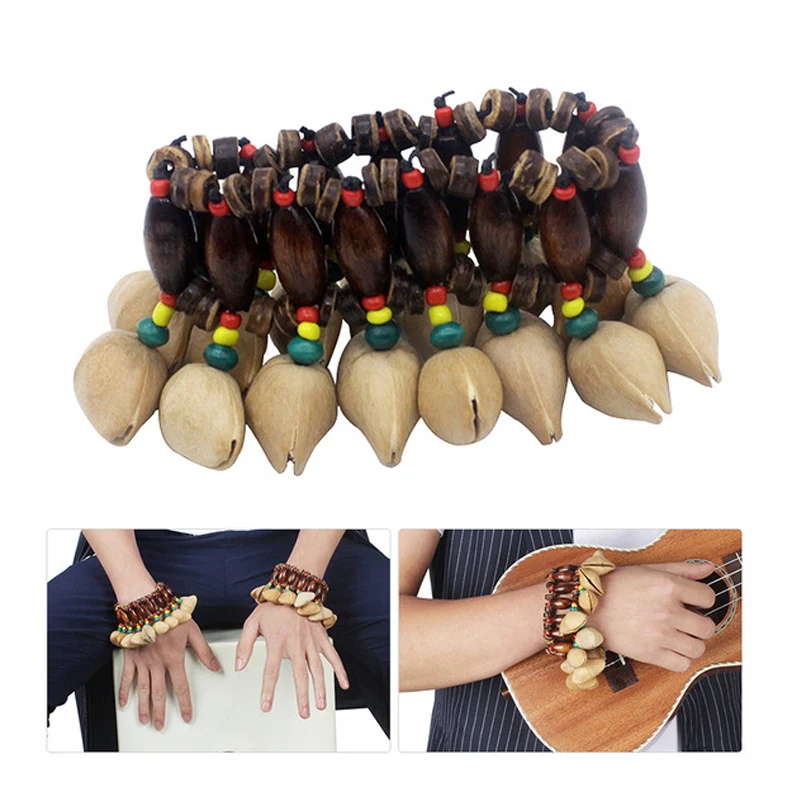 Практичный оркестровый перкуссионный браслет Nut Shell натуральные колокольчики