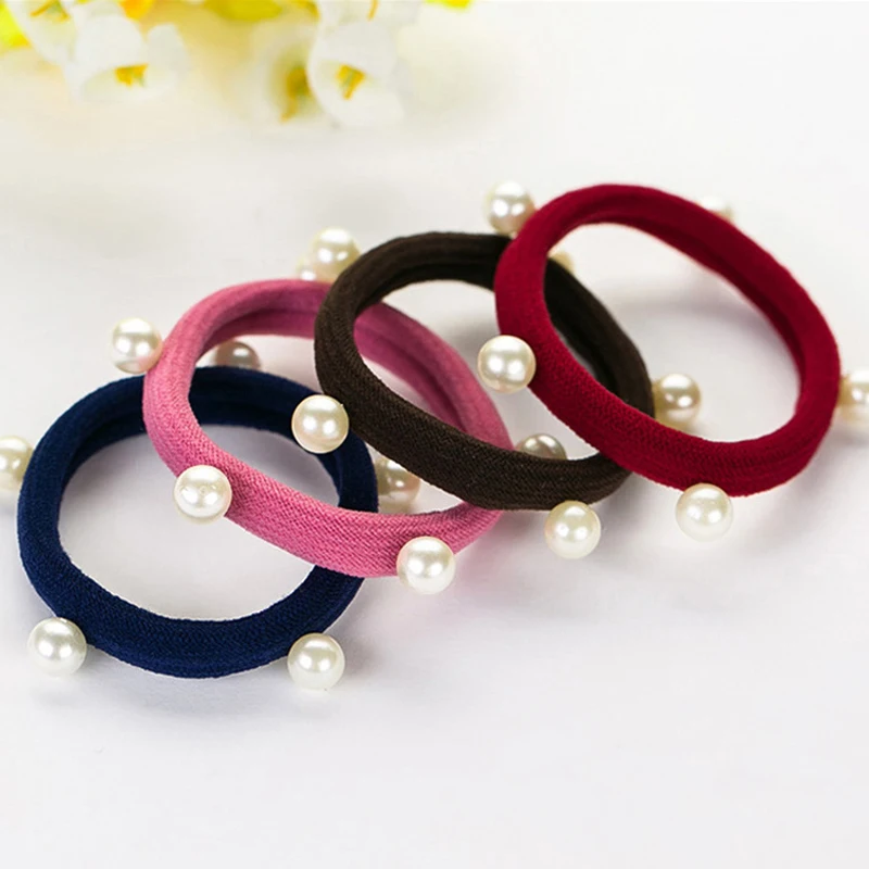 Женские резинки для волос LOEEL фиксации хвостиков с жемчужинами 10 шт./лот