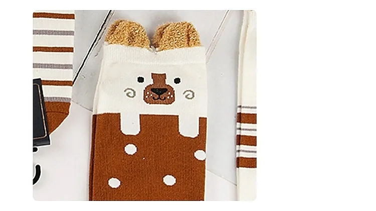 5 Pairs/Lot Women Cute Kawaii Short Socks Cartoon Animals Ears Funny Pattern Jingle Cat Bear Sheep Cotton Ankle Student Socks