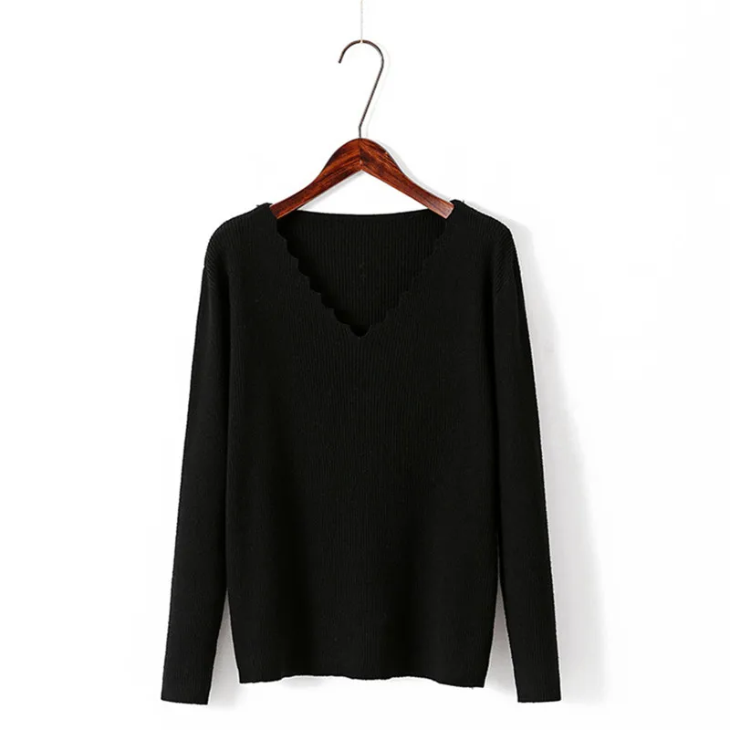 Fashion Large size Knit Sweater Women Autumn Winter Bottoming Pullovers Female Long sleeve V-neck Loose Elasticity Sweaters G233 | Женская
