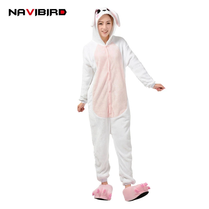 Милые животные розовый кролик Kigurumi пижамы для женщин взрослых мультфильм