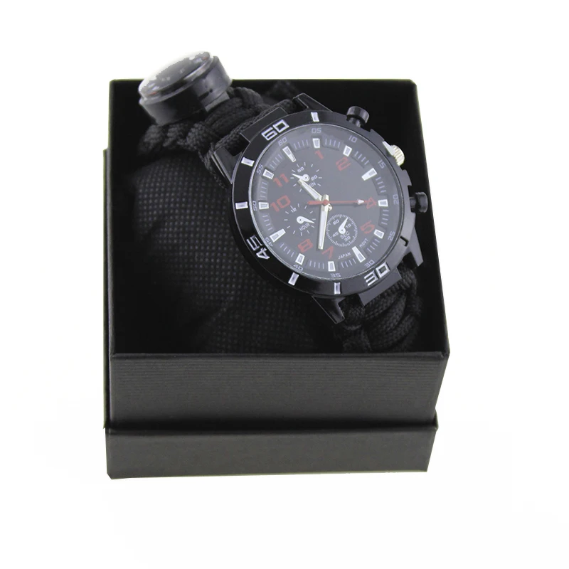 EDC тактический камуфляж Открытый выживания часы Браслет Компас спасательная