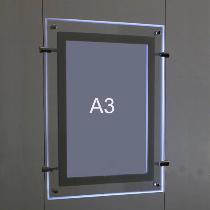 

(1unit/column) A3 Single Sided LED Window Displays Light Pocket, Cable Display Systems for Hanging Signs & Ads