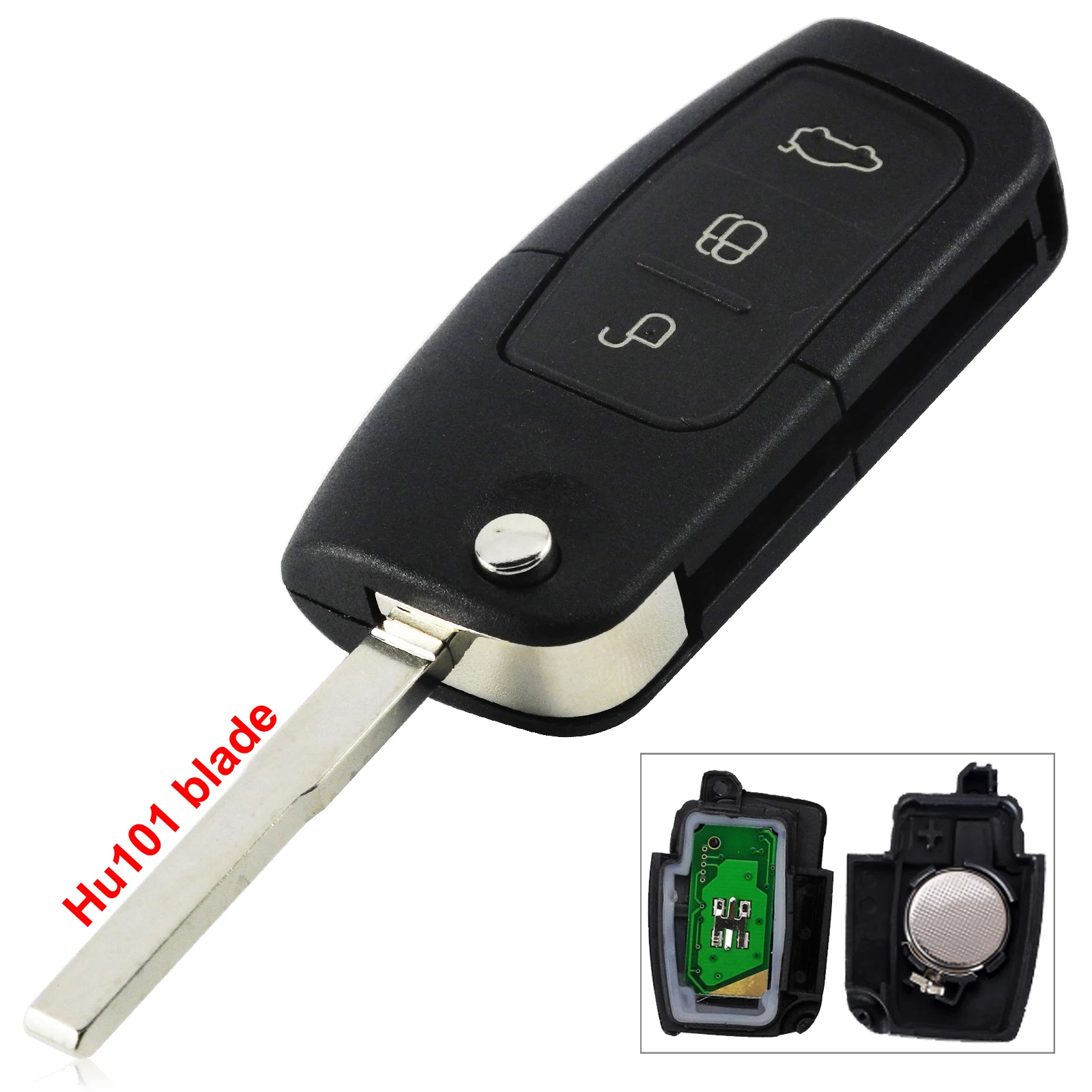 HU101 Key Jingyuqin 433 МГц ID63 ID60 3 кнопки дистанционного ключа для Ford Focus Mondeo C Max S Max Galaxy Fiesta HU101 FO21 - Количество кнопок: HU101 Key