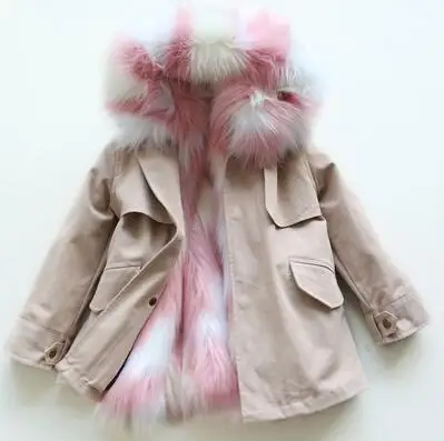 Pink Pink Fur От 2 до 12 лет пальто с мехом для девочек; детские меховые куртки с капюшоном; сезон весна-осень; куртки для девочек и мальчиков; зимние парки; детский зимний комбинезон - Цвет: Pink Pink Fur