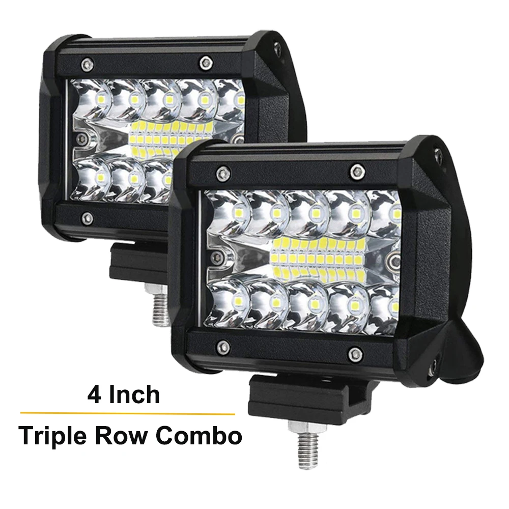 

2PCS 4 inch 3 Rows LED Work Light Bar Flood Spot Combo 12V 24V Car Truck 4WD Offroad Driving Lamp Headlight ATV UTV Boat Truck