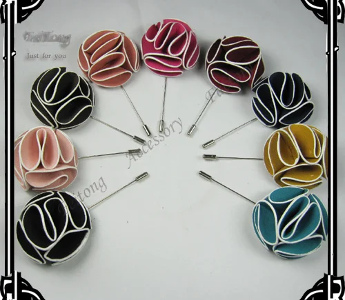 

Men fabric flower stick pin lapel pin brooch pins 20pcs/lot 9color for your choice Free shipping