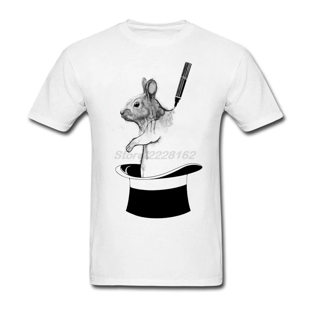 Мужская футболка в стиле панк с принтом кролика 100% хлопок|black tee|men t-shirttee black |