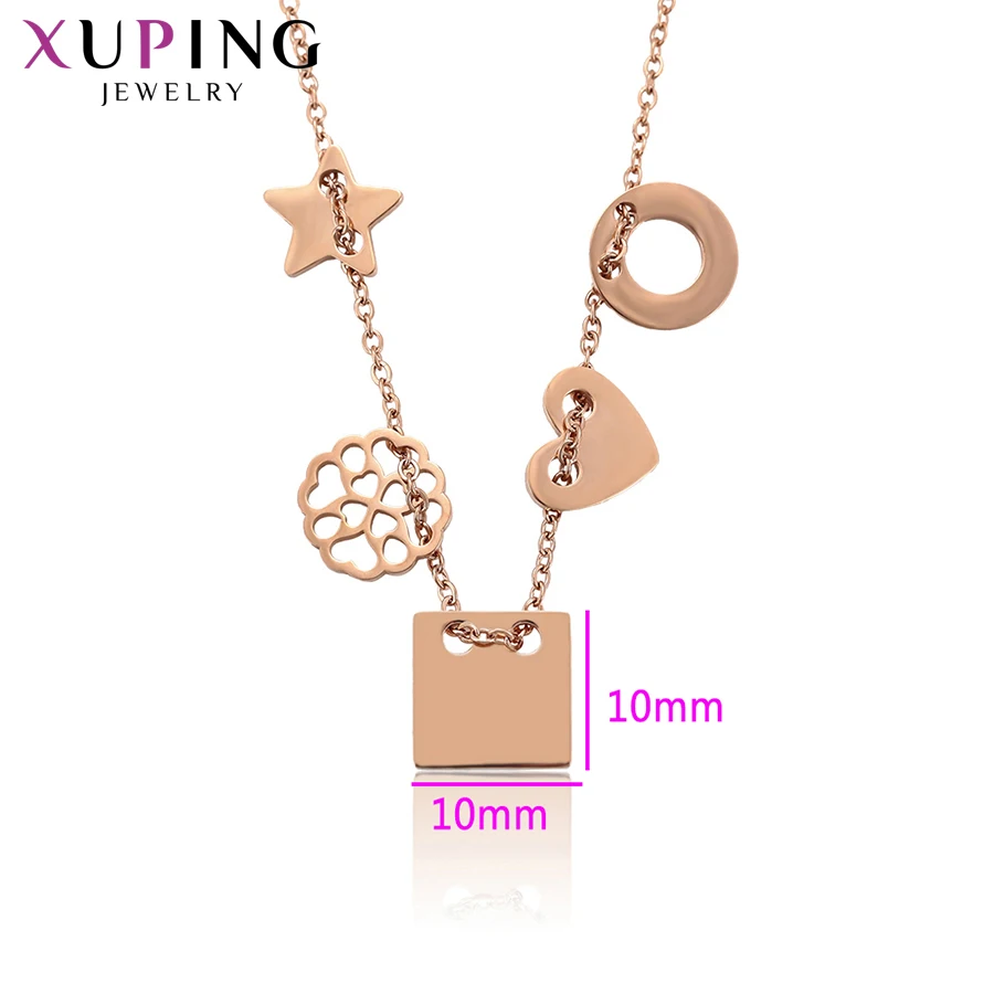 Xuping модное ожерелье в форме сердца и звезды покрытое розовым золотом для женщин