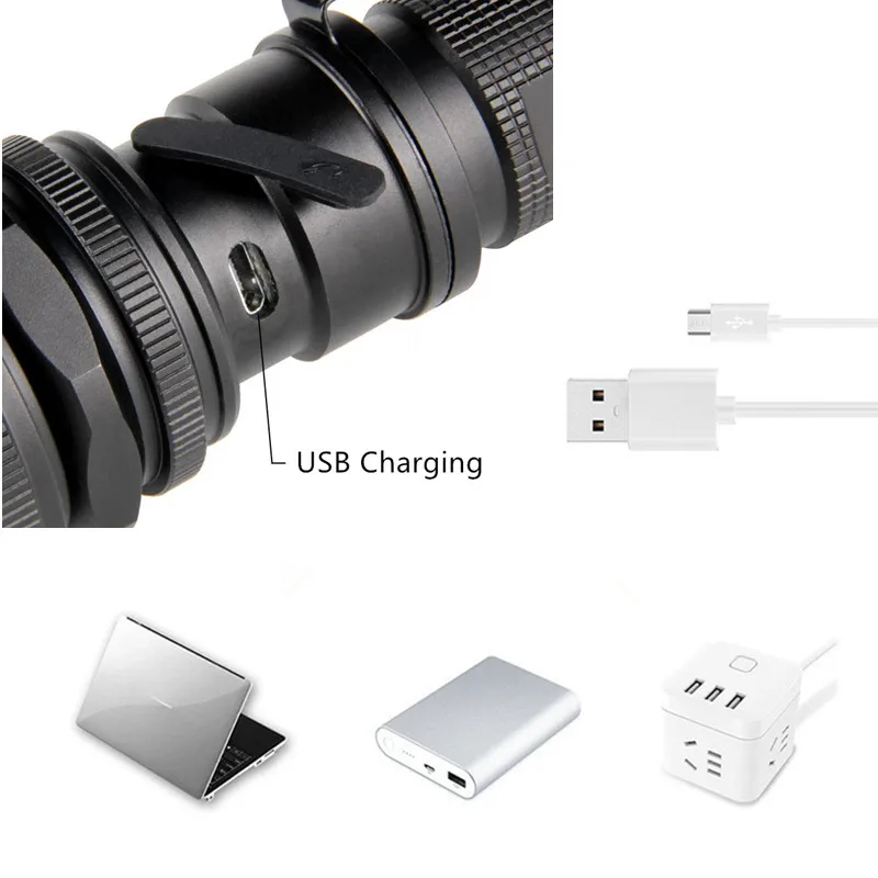 1000LM XM-L2 светодиодный USB фонарик Точечный светильник IPX65 водонепроницаемый высокой мощности портативный 5 режимов масштабируемый фонарь для кемпинга