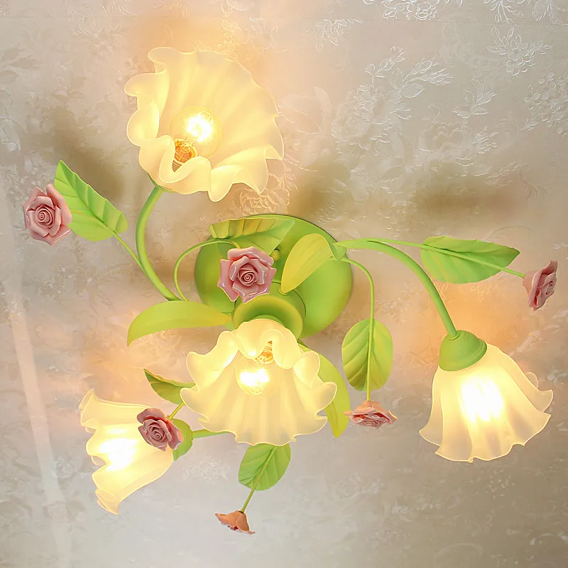 

garden style bedroom warm living room restaurant iron flower ceiling light