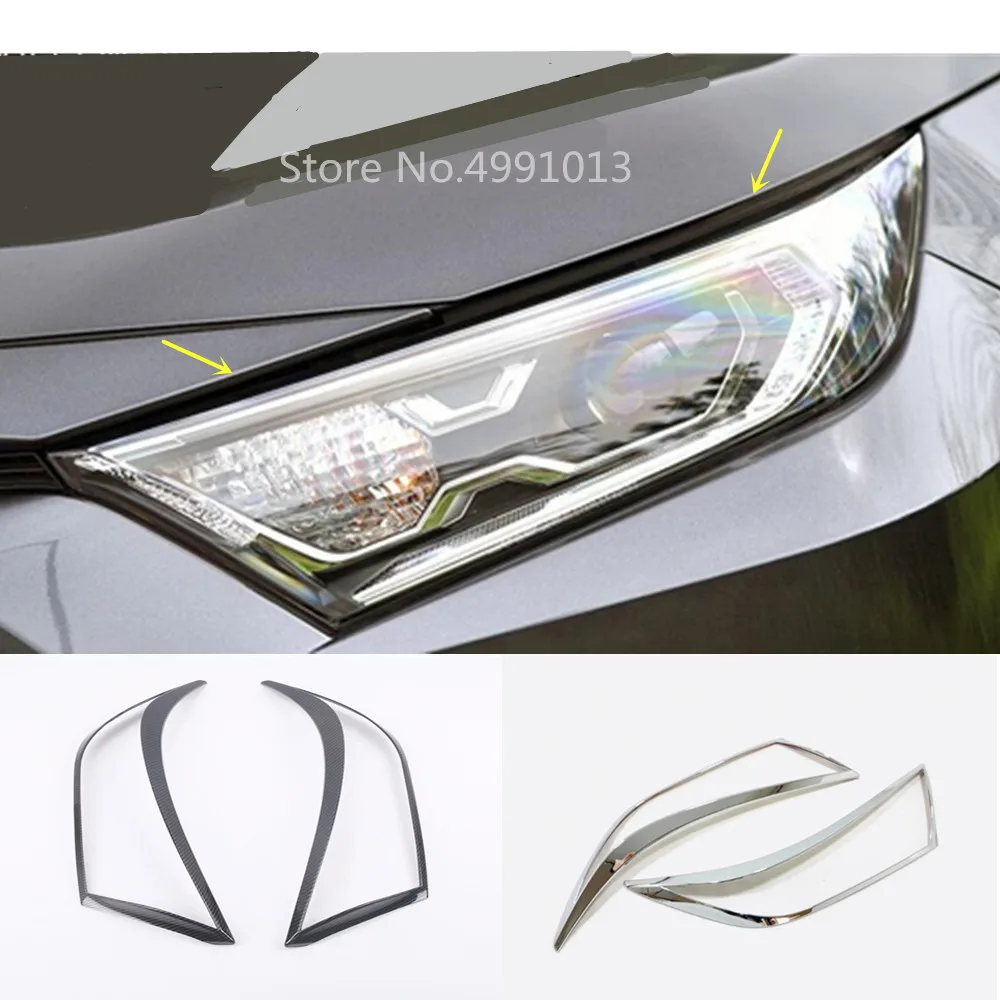 

For Toyota RAV4 2019 2020 2021 Car Front Head Light Lamp Hood Molding Frame Sticker Cover Trim Frame 2pcs