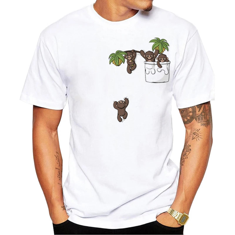 Футболка мужская с коротким рукавом и принтом обезьяны|Мужские футболки| |