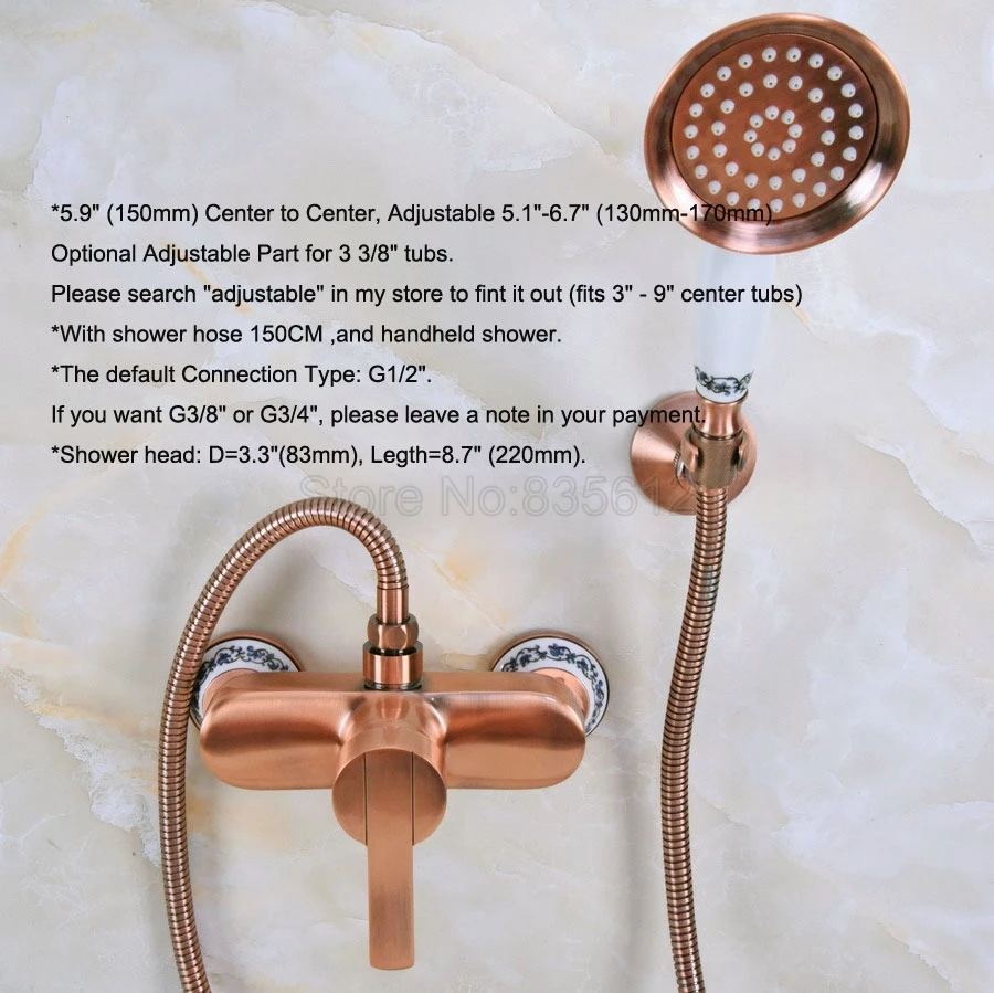 Antique Red Copper Wall Mounted Bathroom Bathtub Faucet Mixer Tap w/Hand Shower tna288 | Обустройство дома