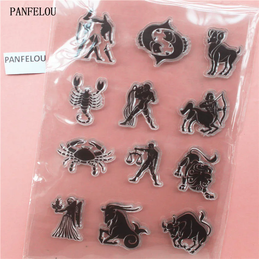 Прозрачный силиконовый штамп PANFELOU со знаками Зодиака/печать сделай сам для