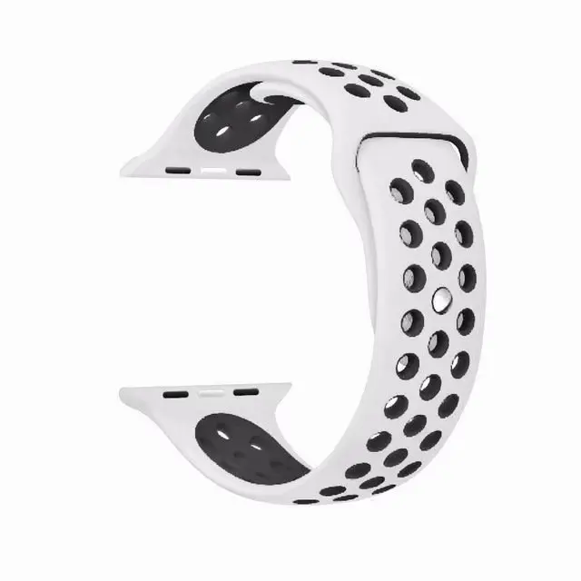 10 шт./лот силиконовые спортивные дышащий ремешок для наручных часов Apple Watch Смарт i-Watch 38/40/42/44 мм с ремешком 1/2/3/4G браслет