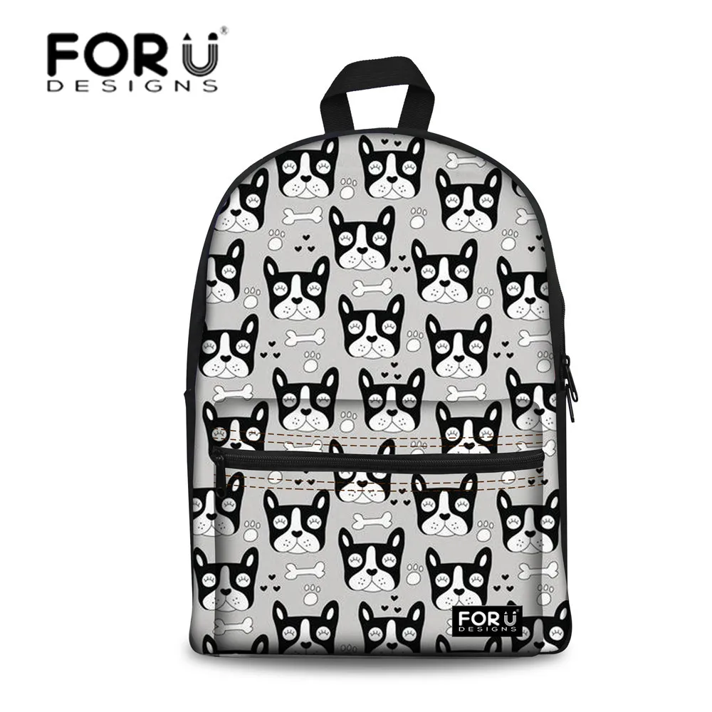 FORUDESIGNS/Школьные сумки с рисунком французского бульдога школьный рюкзак для