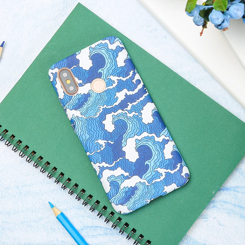 Японский Edo период синий небольшая волнистая Жесткий Чехол для Iphone XS MAX X XR iphone 6 6s 7