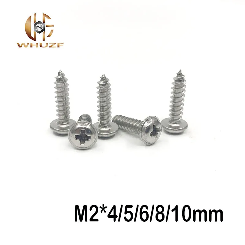 100 шт M2/M2.3/M2.6/M3 304 нержавеющая сталь крест круглая головка саморезы винт с