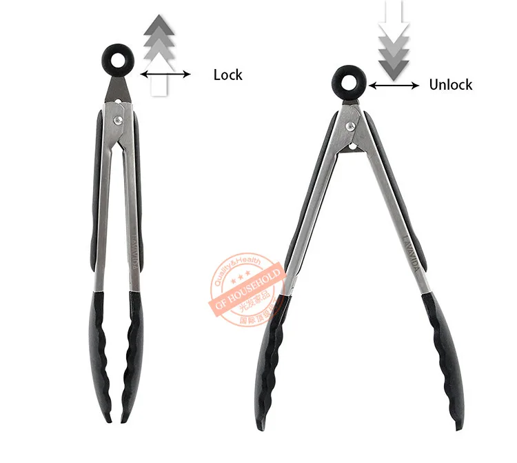 Силиконовые щипцы для еды барбекю Кухонные принадлежности из нержавеющей стали