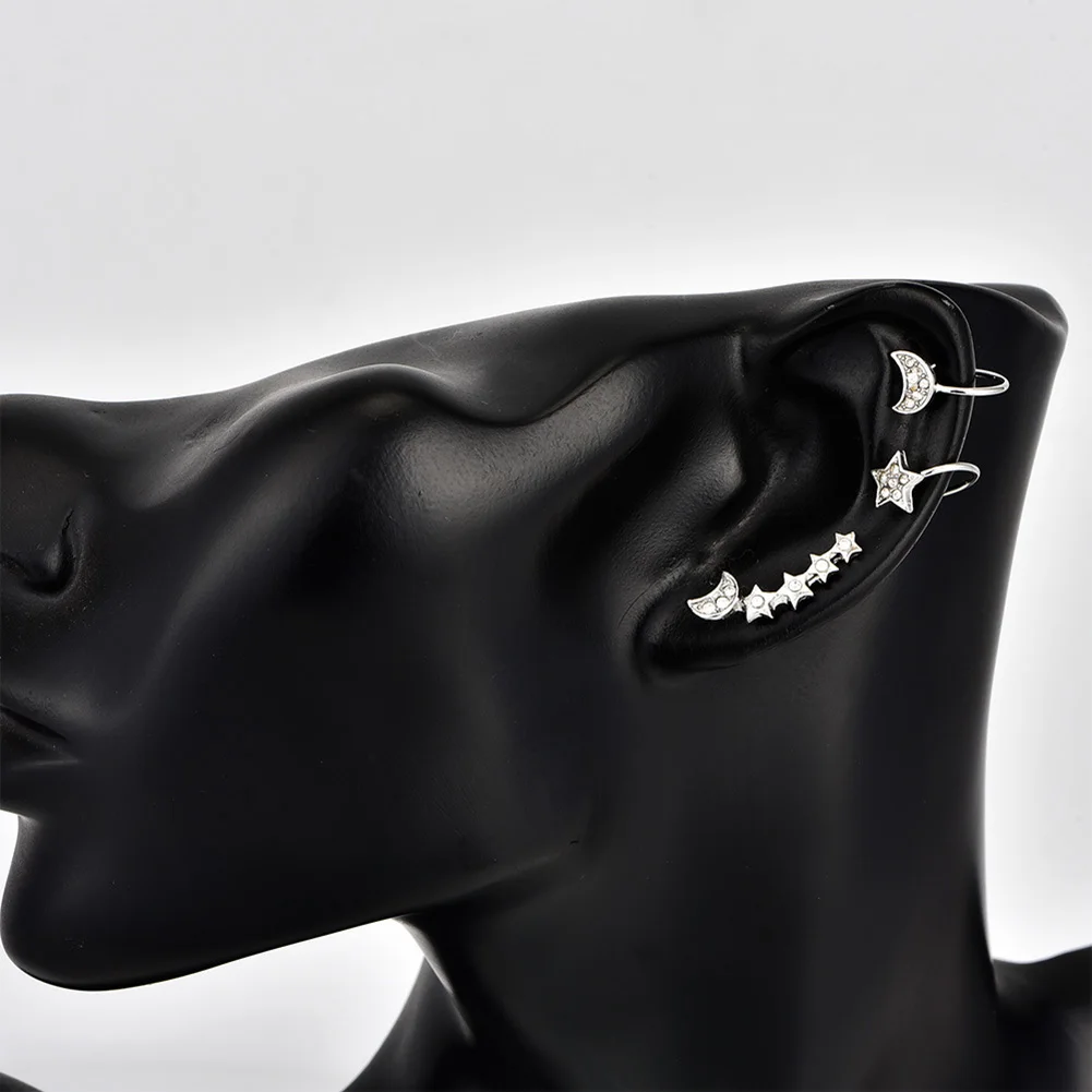 3pcs Set Earrings Ear Stud Star Moon Shape Rhinestone Gifts Jewelry For Women Lady Girl CX17 | Украшения и аксессуары