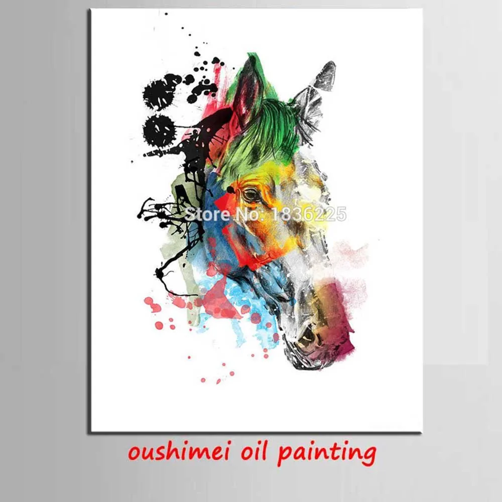 Ручная роспись красочная голова лошади настенная живопись Картина на холсте
