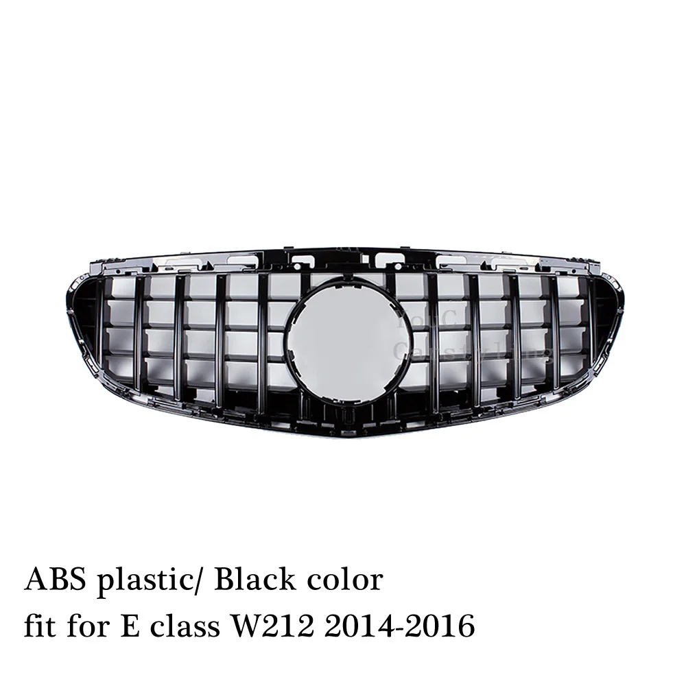 Передняя решетка подходит для Mercedes W117 A W176 W177 C class W204 W205 E W207 W212 W213 GLC X253 GT стиль решетка GTR стайлинга автомобилей - Цвет: W212 Black 14-16