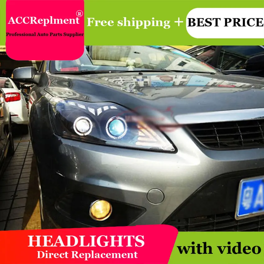 Авто. PRO для ford focus фары 2009 2014 бифокальные линзы led бар ангельские глазки DRL xenon H7 Для